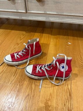 Converse All- Stars Red High-Top Canvas Sneakers with White Accents